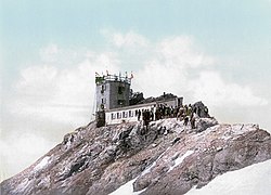 Ceremonia e inauguración de la estación meteorológica en la cumbre en julio de 1900.