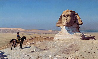 Representación clásica de Bonaparte ante la Esfinge de Giza