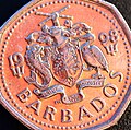 Acuñaciones metálicas del cono monetario de Barbados.