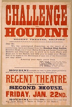 Cartel de un espectáculo de Houdini