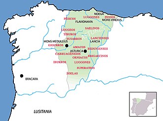 Mapa histórico de la región habitada por los antiguos astures
