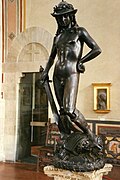 Escultura del David de Donatello en el Museo Nacional del Bargello