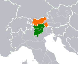 Mapa de la ubicación del Tirol en Europa