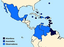 Mapa de los países miembros de Caricom
