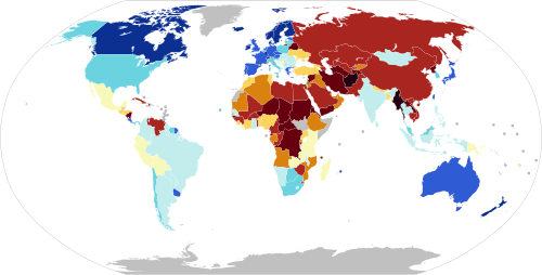 Mapa mundial del Índice de Democracia de The Economist