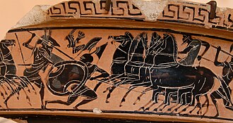 Fragmento de una crátera ática con guerreros griegos