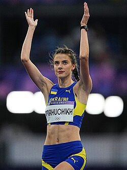 Yaroslava Mahuchij tras establecer su récord mundial