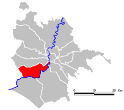 Ubicación del distrito en un mapa de Roma