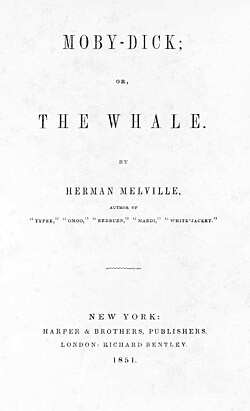 Portada de la primera edición de la novela Moby Dick en 1851