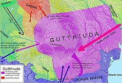 Gutthiuda, el territorio de la confederación tervingia del Danubio en el siglo IV.
