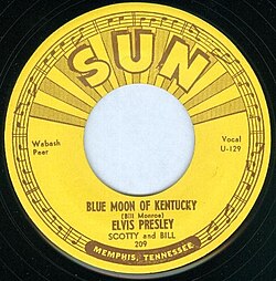 Disco de vinilo de Blue Moon of Kentucky editado por Sun Records