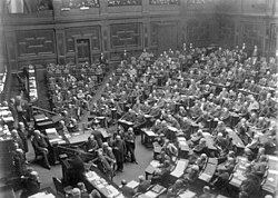 Sesión parlamentaria en el Reichstag en el siglo XIX