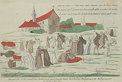 Caricatura histórica sobre la prohibición de las órdenes religiosas en 1790
