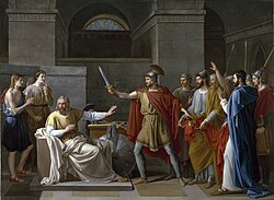 Wamba renunciando a la corona.