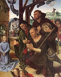 Detalle de la Adoración de los pastores en el Tríptico Portinari de Hugo van der Goes.