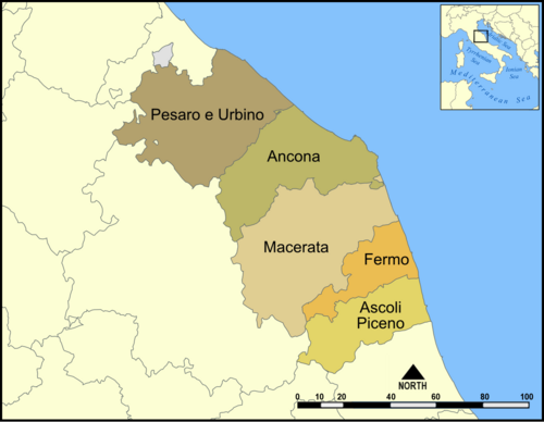Mapa de las provincias de las Marcas