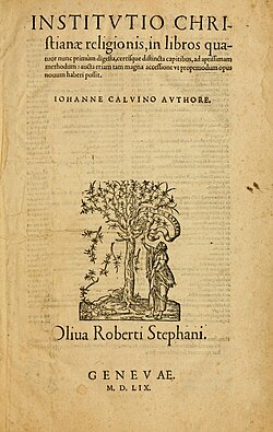 Portada de la obra Institución de la religión cristiana