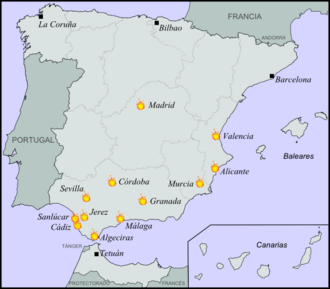 Mapa conceptual e información general sobre la quema de conventos de 1931 en España