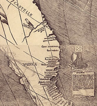 Detalle de la Universalis Cosmographia con la palabra AMERICA
