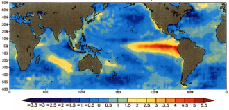 Temperatura de la superficie del mar durante El Niño