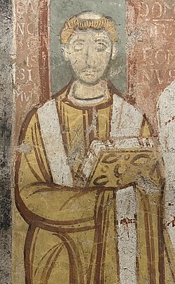 Retrato al fresco de León IV en la basílica de San Clemente de Letrán, Roma