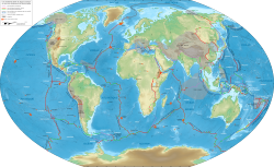 Mapa global de las placas tectónicas terrestres