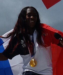Retrato de Clarisse Agbegnenou, judoca francesa.