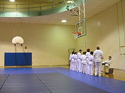 Practicantes de taekwondo en examen