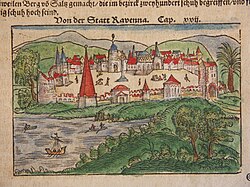 Ilustración histórica de Rávena a finales del siglo XVI