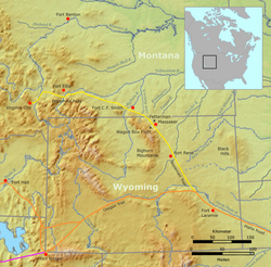 Método de sombreado en un mapa topográfico de Wyoming y Montana.