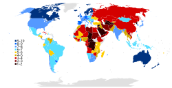 Mapa del Índice de democracia elaborado por The Intelligence Unit de The Economist.