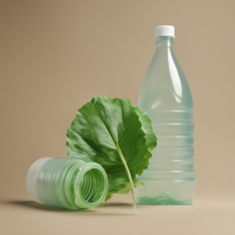 Botella elaborada con materiales plásticos biodegradables