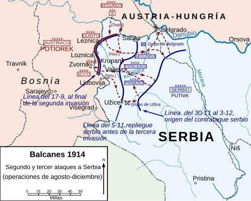 Mapa de operaciones militares en Serbia