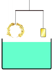 Esquema ilustrativo del principio de flotabilidad aplicado a una corona