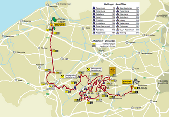 Mapa del recorrido del Tour de Flandes 2011