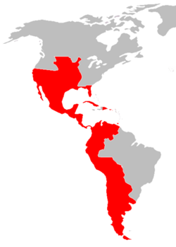 Mapa histórico que muestra los dominios del Imperio español tras la firma del Tratado de París.
