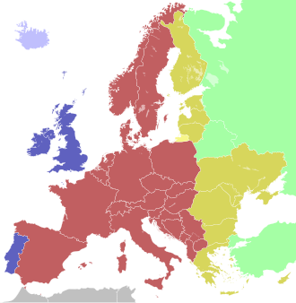 Mapa de los husos horarios en Europa