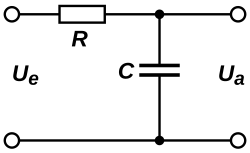 Circuito RC en configuración filtro paso bajo