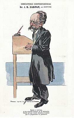 Retrato de José Benjamín Zubiaur en la revista Caras y Caretas