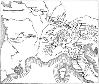Ilustración relacionada con el viaje realizado por Michel de Montaigne a Italia entre 1580 y 1581