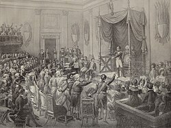 Napoleón junto con diversos príncipes alemanes