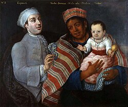 Pintura de castas del Virreinato del Perú que representa combinaciones familiares coloniales.