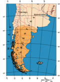 Mapa de la región geográfica de la Patagonia