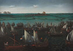 Batalla de Haarlemmermeer pintada por Hendrick Cornelisz Vroom