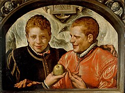 Pintura de dos hombres jóvenes de Crispin van den Broeck