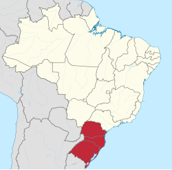 Mapa de ubicación de la Región Sur de Brasil