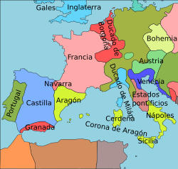 Mapa de Europa occidental en 1470