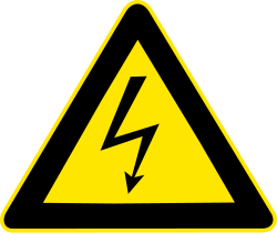 Señal de peligro eléctrico advirtiendo sobre alta tensión.