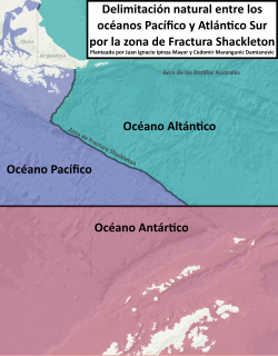 Mapa de la delimitación natural por la zona de fractura Shackleton