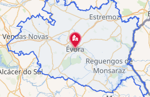 Mapa geográfico que muestra la ubicación del Distrito de Évora en Portugal